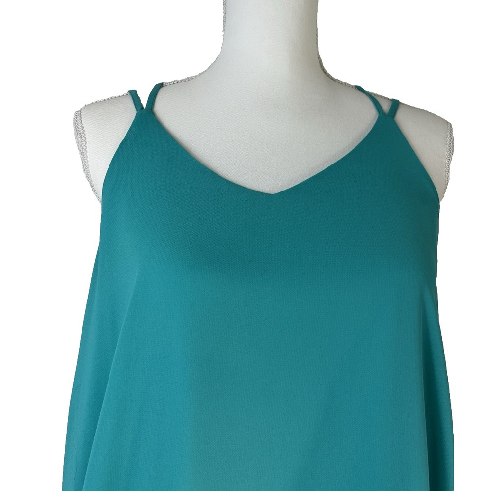 Love Riche Beachy Spring Break Feminine Teal Blue Swing Layered Dress Sz S